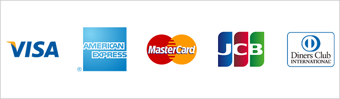 クレジットカード決済（VISA、Master Card、American Express、JCB、Diners Club）